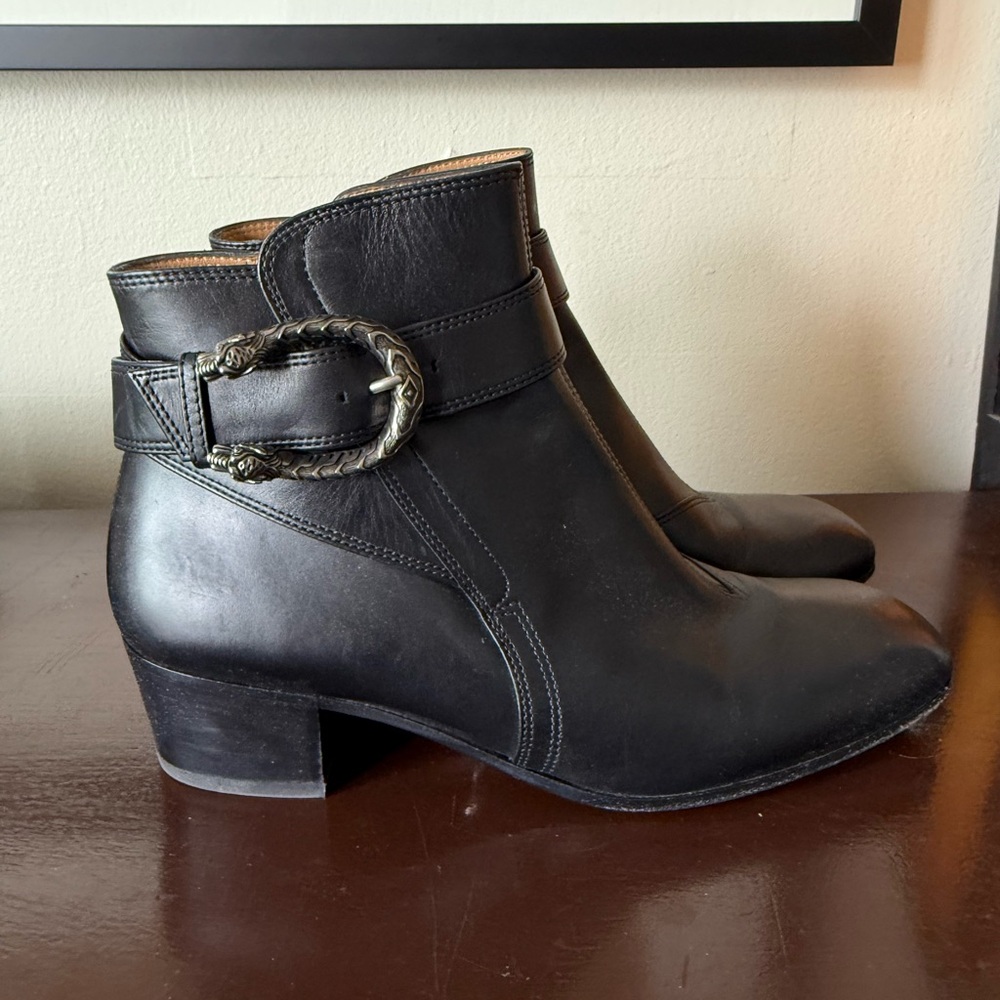 Black Leather Gucci Ankle Boots